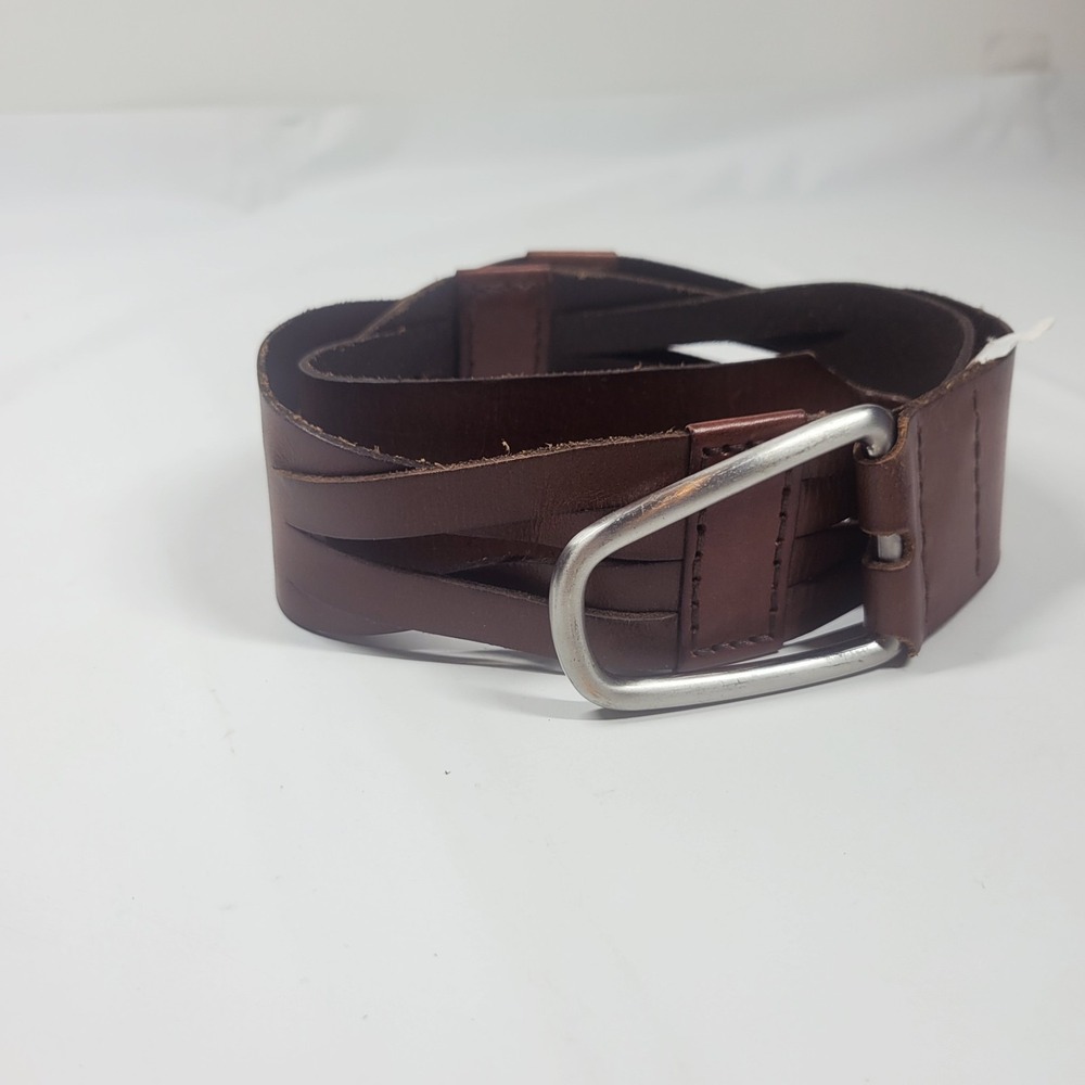 J Jill Woven Leather Brown Belt Size Medium 38" Waist Boho